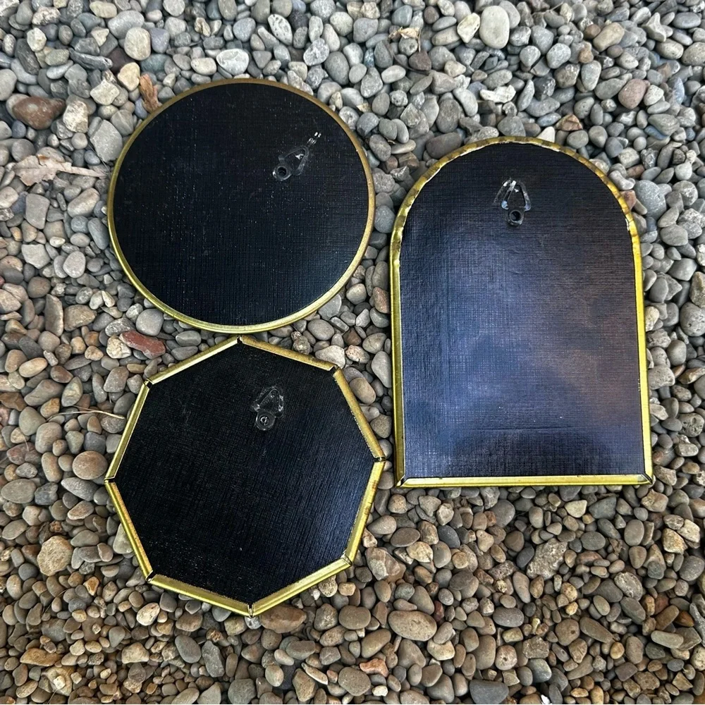 Vintage Brass Moroccan Bronze Wall Mirror Trio
